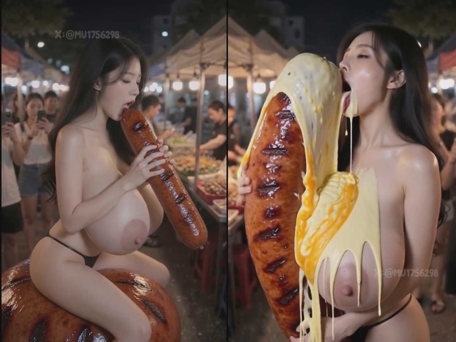巨乳少女街头舔巨屌｜舌缠喷汁